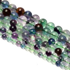 4/6/8/10/ 12mm Natural Fluorite Quartz Crystal Gemstones Round Loose Beads 15''