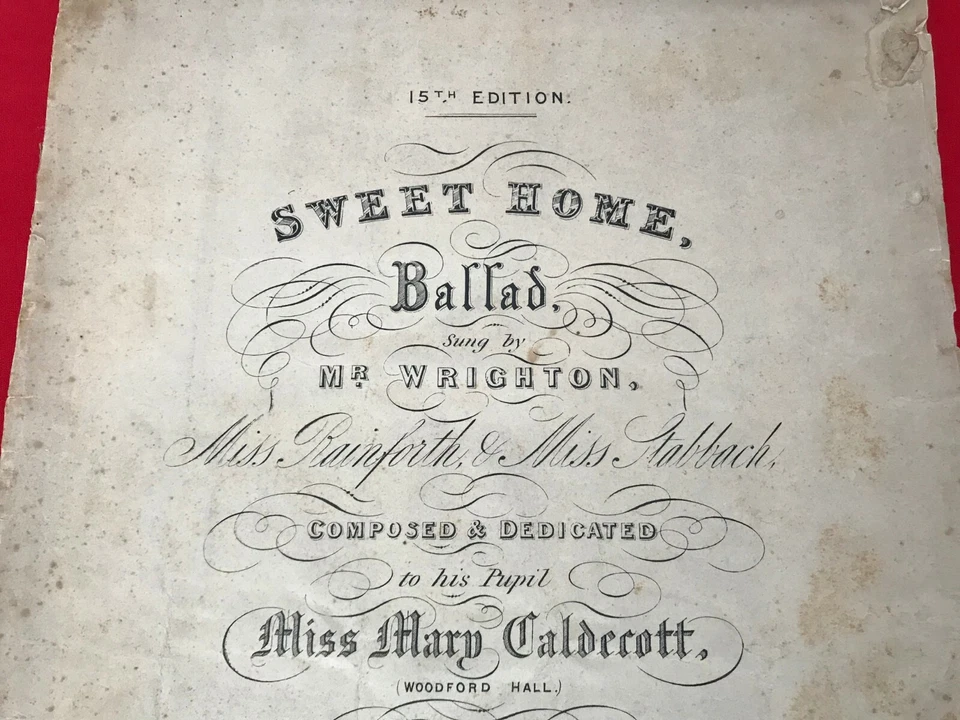VINTAGE ANTIQUE PARTITURA SHEET MINI BOOK SWEET HOME BALLAD  BY W. T. WRIGHTON - Image 2 of 4