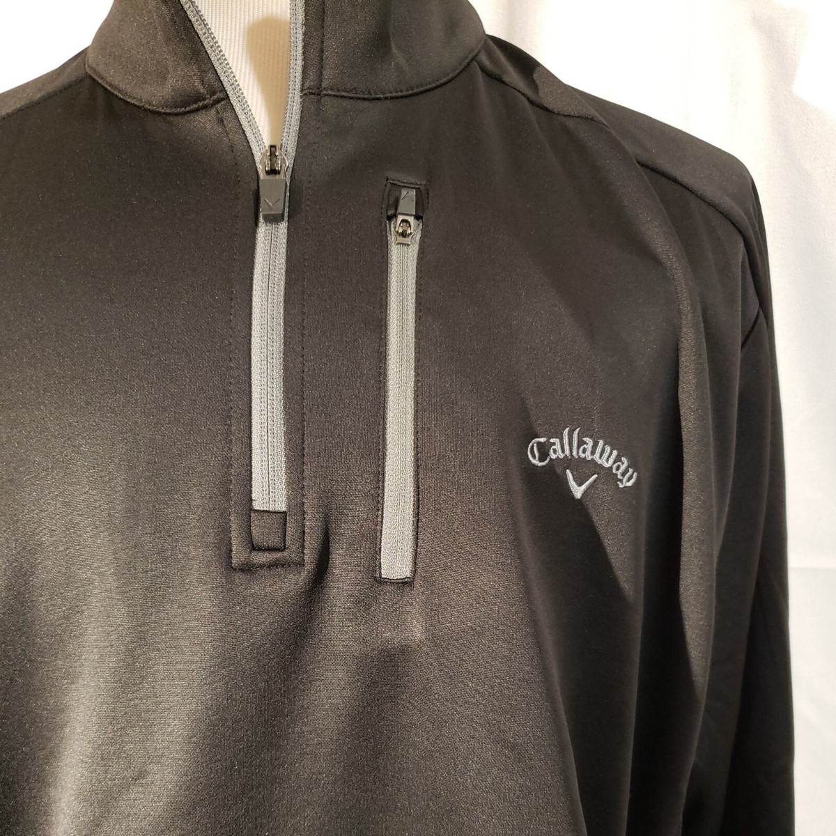 Callaway ジャケット LL Sz 2XL Callaway Sweatshirt Men's Caviar Black 1/4 Zip Jacket
