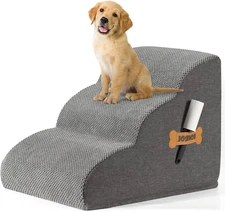 3-Tier Dog Stairs for Bed and Couch - 15.7"H Non-Slip Dog Ramp Extra Wide Steps