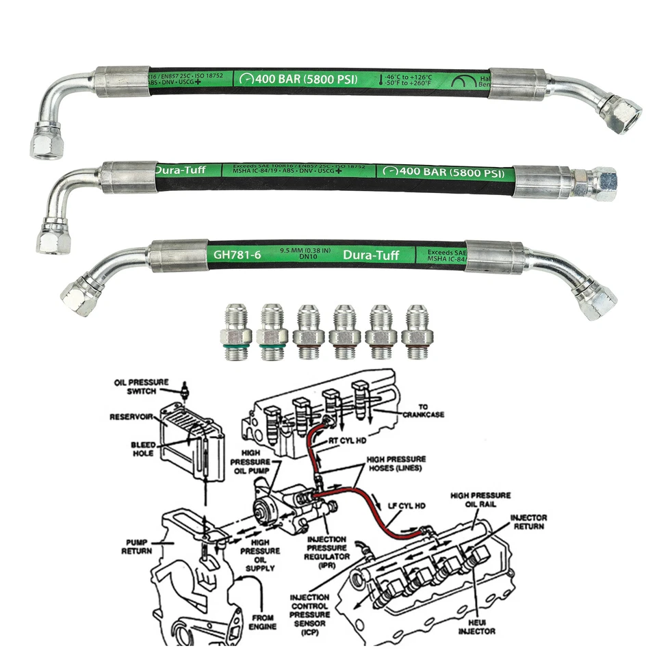 High Pressure Oil Pump HPOP Lines Hoses For 99-03 Ford 7.3L Powerstroke Diesel Foto 4 de 4