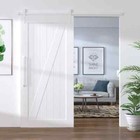 <!--F#f_0-->Sliding Barn Door Track Hardware Set Powder Coated Steel Rails Durable White<!--F/-->