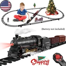Train Set for Kids Remote Control Steam Locomotive Retro Train, with ...