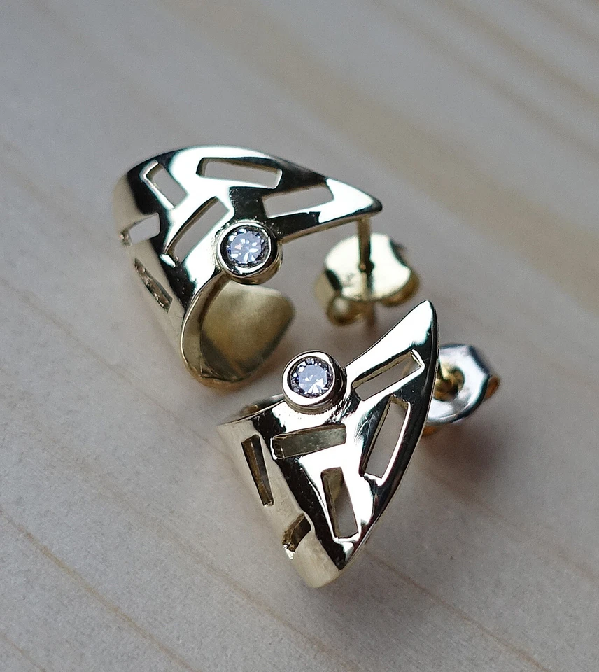 Brillant Ohrringe Ohrstecker 375 9kt Gold mit Diamanten massiv Brillanten ♦️8398 - Bild 3 von 4