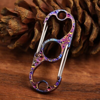 NewTitanium Alloy Meteorite Pattern Belt Buckle Key Chain CarabinerOpenerToolEDC