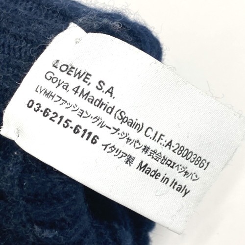 LOEWE Anagram logo Gloves Leather Tag Leather Tag gloves wool Navy - Picture 10 of 11