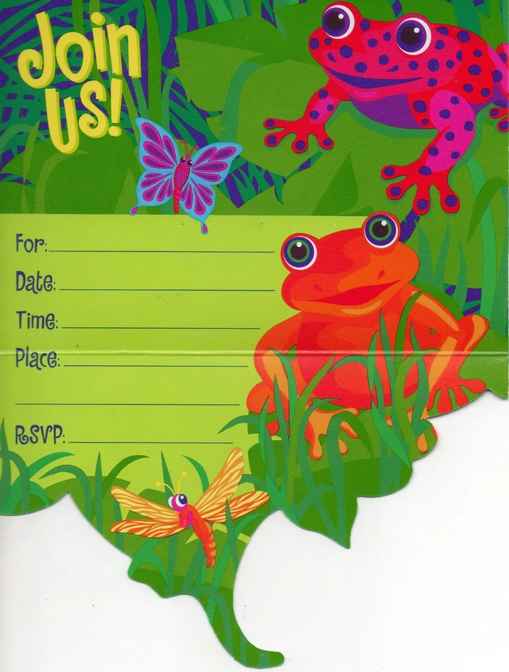 Frogs Rainforest Birthday Party Invitations - Set of 8 - New In Package - Image 2 of 4