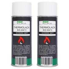 KOKA 2x Thermolack schwarz bis 650°C hitzebeständig UV Schutz KFZ Auspuff Lack