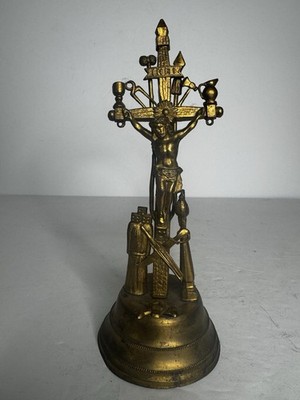 Antique Arma Christi Crucifix Instruments of Passion Brass INRI Skull Crossbones
