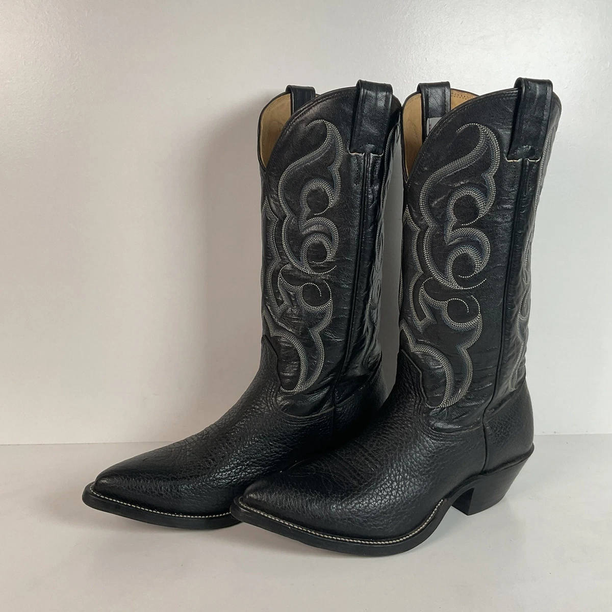 Bottes Cowboy Nocona Vintage – Homme 9 – Noir – Cuir Souple Bout Rond – USA