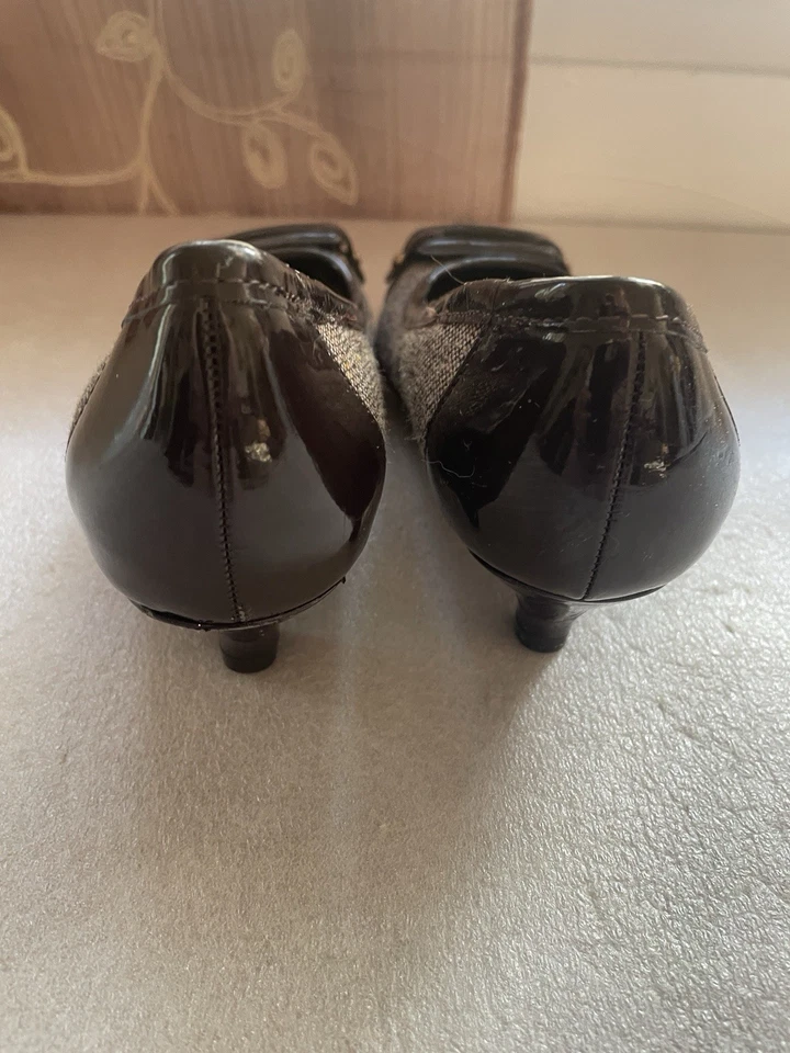 Anne Klein iFlex Kitten Heels Women 6 M Brown Tweed Buckle Melanie Fabric Pumps - Image 4 of 4