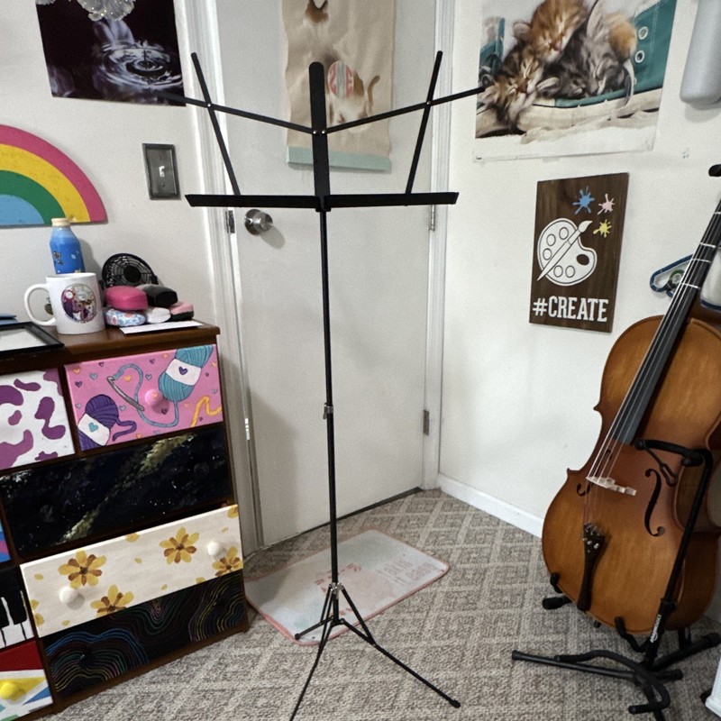rehearmusic Black Metal Tripod Sheet Music Stand Foldable Height-Adjust w/ Bag