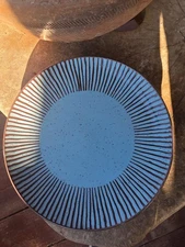 Set of 2 Over and Back Turquoise Blue Back to Origins Stoneware Dinner Plates