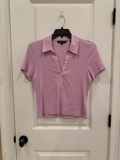 Veronica Beard Pink Kearney Polo Ribbed Size Large