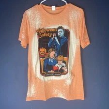 Halloween Safety A Sitter's Guide Michael Myers T-Shirt  Tie Dye Peach Orange M