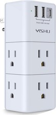USB Multi Plug Outlet Swivel Extender Surge Protector 3 USB Ports 3 Power Strip