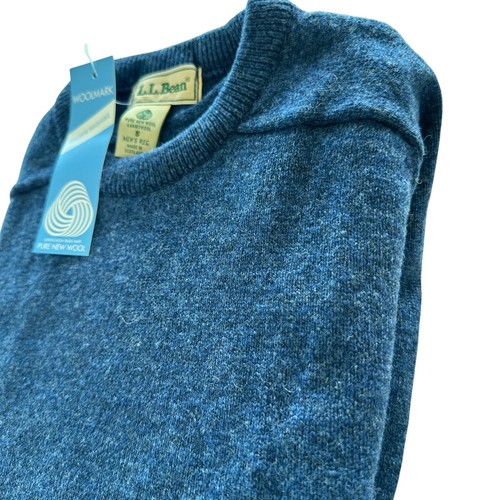 LL Bean Lambswool Pullover Herren Größe Small Schottland Blau Langarm Neu