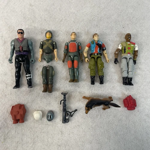 Vintage 80s GI Joe Figures Law And Order Flash Roadblock Rock N Roll Plus Extras