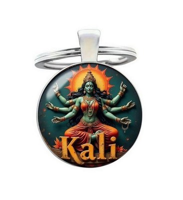 Schlüsselanhänger, Taschenschmuck bedruckt Hindu Göttin Kali spiritueller Schutz.