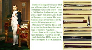 Emperor Napoleon Bonaparte 1st, circa 1805 billiard cue w/Boulle inlay galore