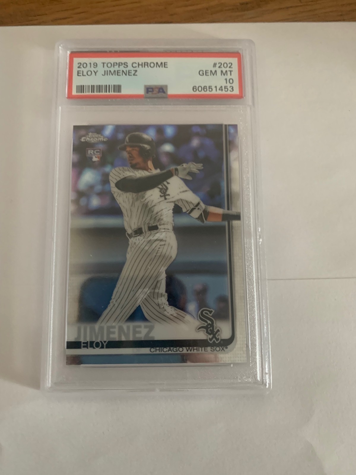 2019 TOPPS CHROME ELOY JIMENEZ ROOKIE PSA 10 GEM MINT ~ #202