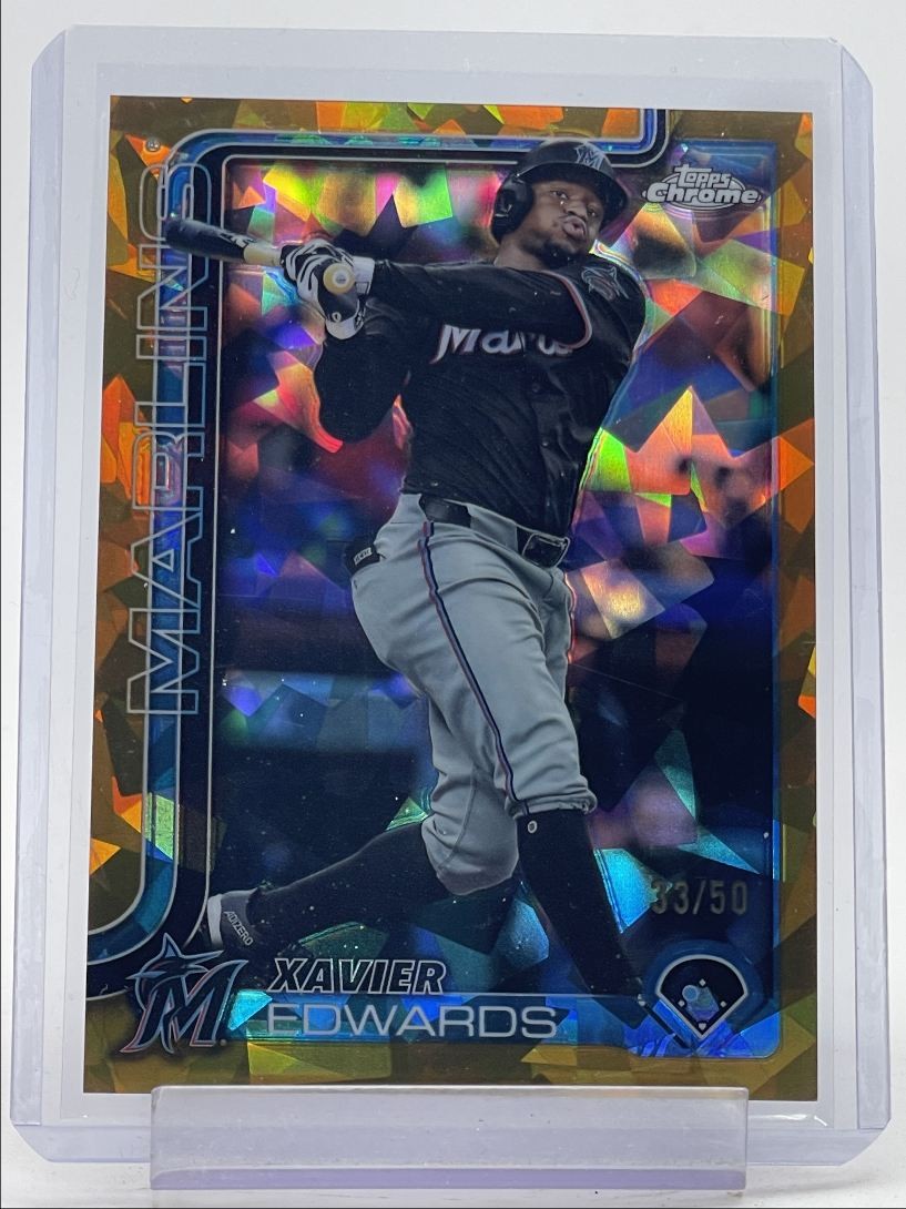 XAVIER EDWARDS 2025 TOPPS CHROME SAPPHIRE BASEBALL GOLD MARLINS /50 Q2419