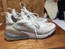 Nike Air Max 270 Sneakers Girls 4.5 4.5Y White Metallic Silver Colorway Lace Up