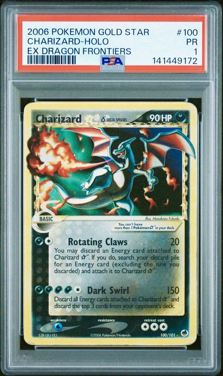 Charizard Gold Star Holo EX Dragon Frontiers #100/101 PSA 1 - NEW