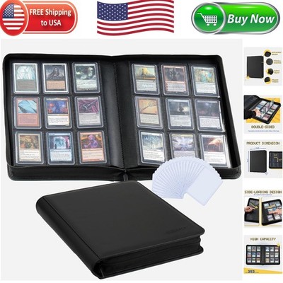 Modern PU Leather Card Binder - 252 Cards with Side-Loading Sleeves & Toploaders