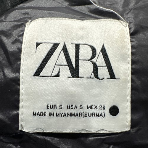 ZARA Black Faux Leather Puffer Jacket With Hood – Women’s S - Picture 4 of 4