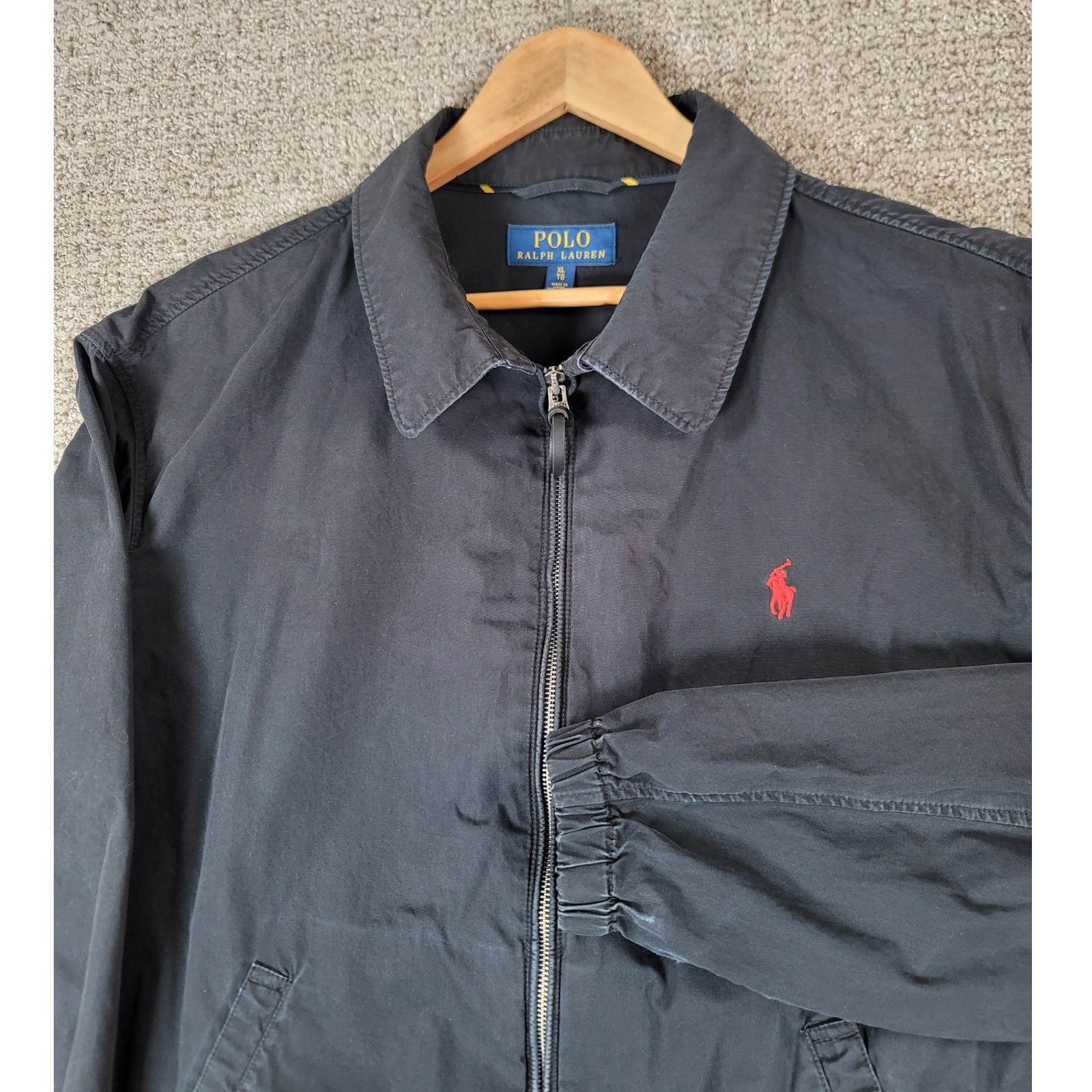 Polo Ralph Lauren Uomo XL Nero Zip Barracuda Aviatore Harrington Giacca Pony