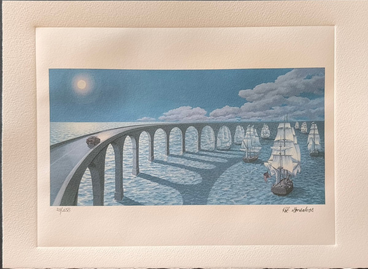 After Rob Gonsalves Toward the Horizon Lithograph Optical Illusion