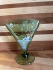 Fenton stretch glass fan vase with Hand Painted Scene Of Child Fishing