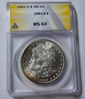 1881-S MORGAN $1 Dollar Silver Coin ~ANACS Cert MS63 BUnc ~PL Appeal ~Edge Toned