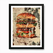 Burger: Fast Food Pop Art Art Print Framed Wall Art Poster Canvas Print Picture
