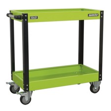 Image of Sealey Workshop Trolley 2-Level Heavy-Duty - Hi-Vis Green