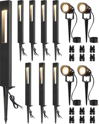 SUNVIE 12-Pack Low Voltage Pathway Lights Wired with Spotlights LED Outdoor L...