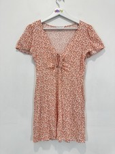 American Eagle Dress Women S Red Floral Gathered Chest Viscose Knee Length