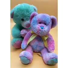 Lot of 2 Valentine's Day Plush Bears 14"  11" - "I Love You Mom"  Yellow Bow