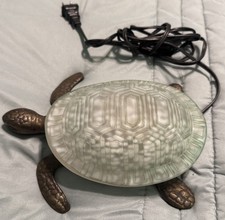 Vtg Tiffany Style Glass  Metal Turtle Table Accent/Night Light Lamp EUC Tested