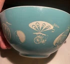 Vintage Turquoise Hot Air Balloons #441 Cinderella Bowl 1 1/2 Pt