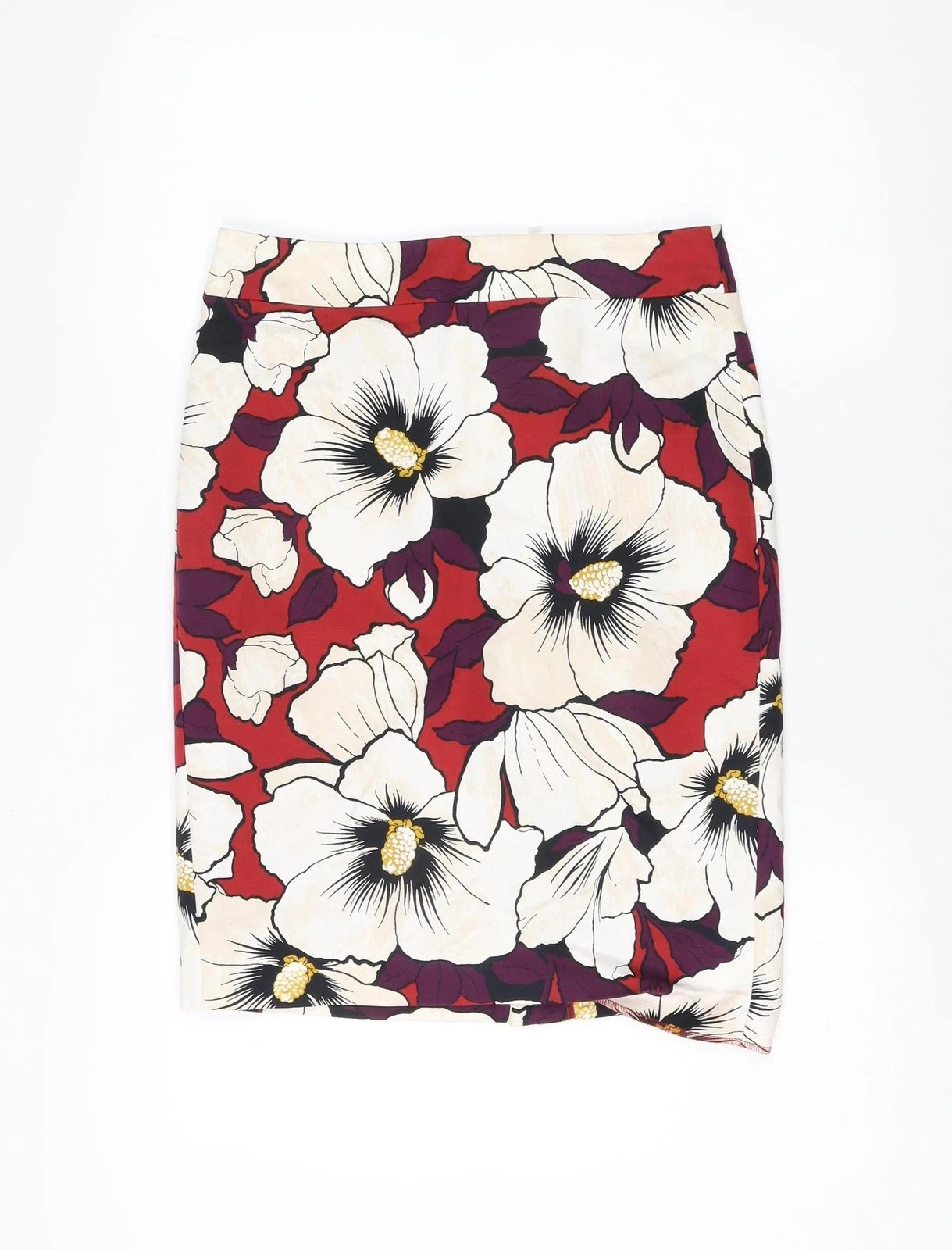 Ann Taylor Women's Red Floral Pencil Skirt Size 2