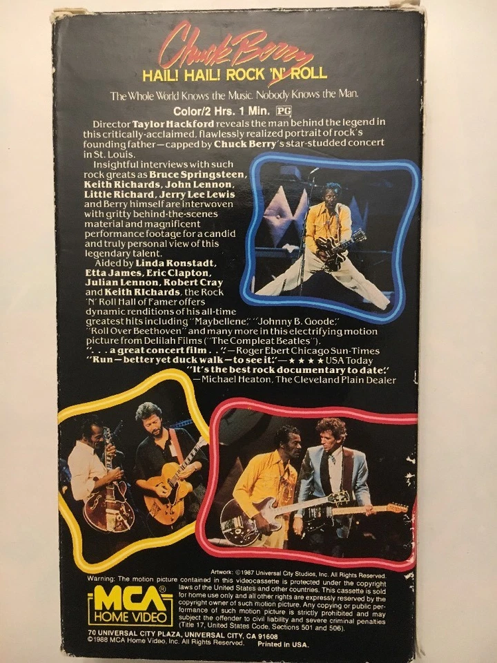 Chuck Berry - Hail! Hail! Rock 'N' Roll (VHS, 1988) Concert 60th Birthday Bash - Imagem 2 de 4