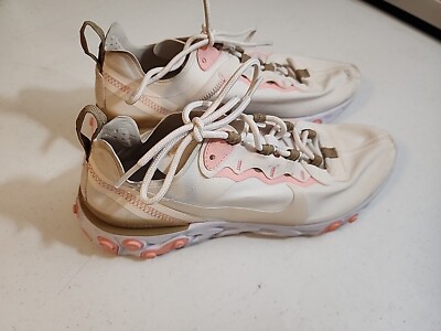 Nike React Element 55 Sneakers Womens Sz 8.5 Cream White Pink Running Shoes