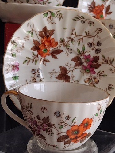RARO SET PIATTINI TAZZA DA TÈ VINTAGE MCM SAJI CHINTZ AUTUNNO GLORIA FLOREALE OSSO CHINA55 - Foto 8 di 16