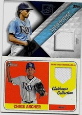 CHRIS ARCHER LOT OF 2 DIFFERENT 2018 TOPPS GAME USED JERSEY CARDS