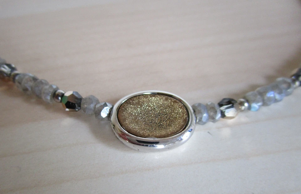 Zierliche KETTE - Labradorit facettiert 4mm - 925er SILBER mit Vergoldung - Bild 4 von 4