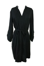 Studio M Black Roll-Tab-Sleeve Shirtdress XS
