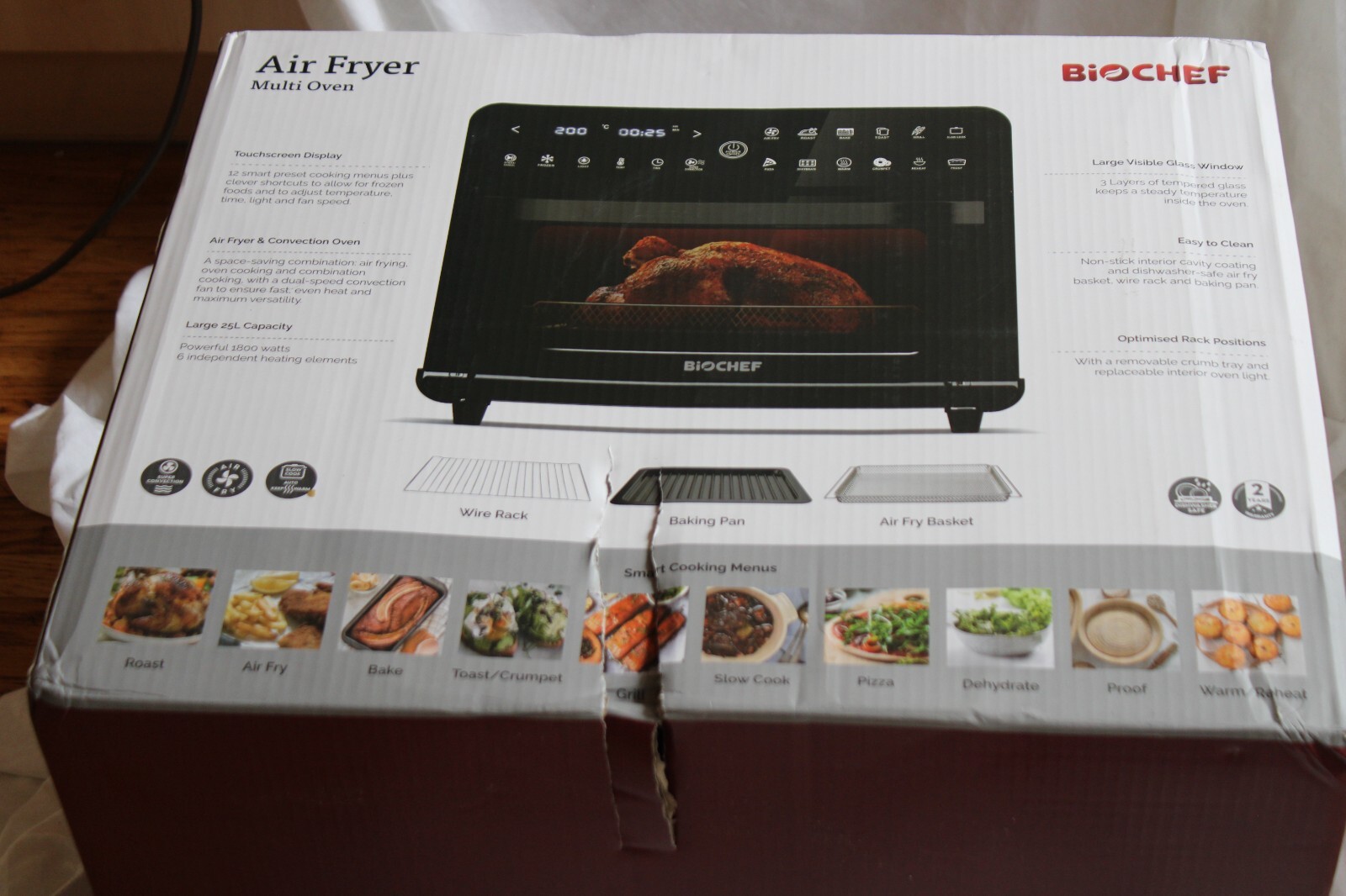 BioChef Heißluftfritteuse Multiofen 25L großes Fassungsvermögen 12 Programme