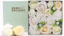 White & Ivory Soap Flowers in a Box | Wedding Blessings